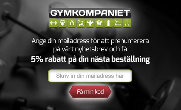 5% rabatt hos Gymkompaniet när du prenumererar på deras nyhetsbrev