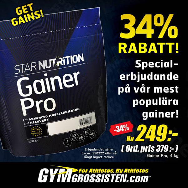 34% rabatt på Star Nutrition Gainer Pro hos Gymgrossisten
